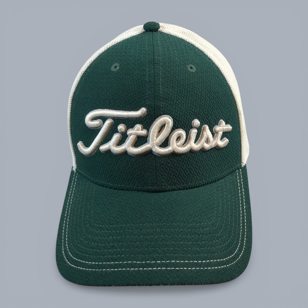 Embroidered Titleist Front/Back Green Front/Bill White Mesh L-XL Fitted Hat Cap